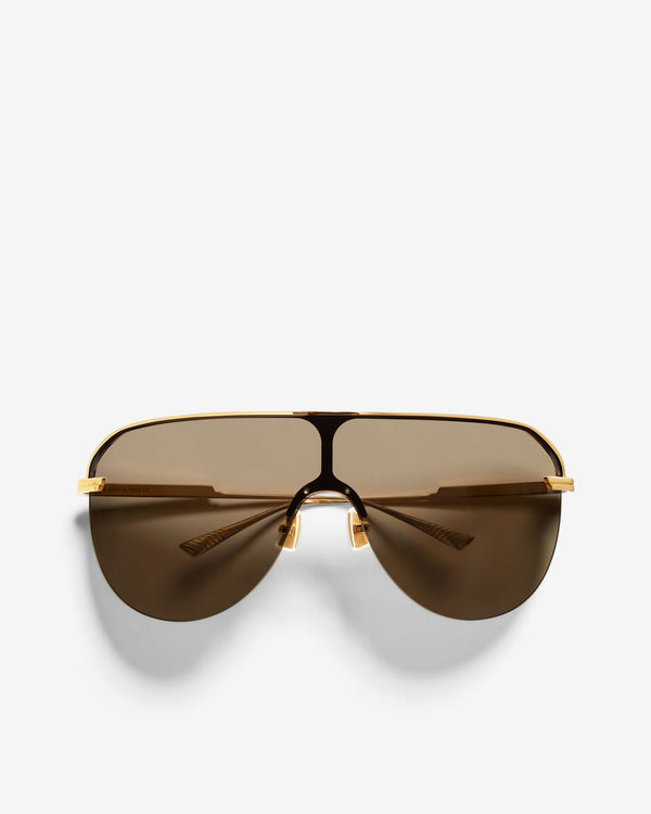 Bottega Veneta -  Long Ribbon Shield Sunglasses - (Gold/Smoke)