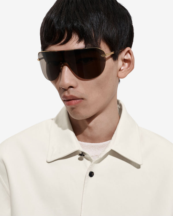 Bottega Veneta -  Long Ribbon Shield Sunglasses - (Gold/Smoke)