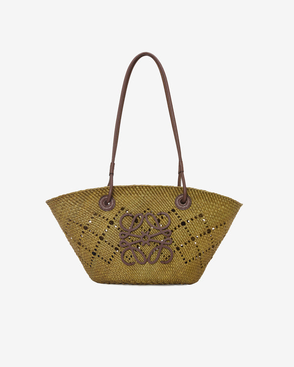 Loewe - Women's Anagram Basket Small Ajoure - (Olive/Chestnut)