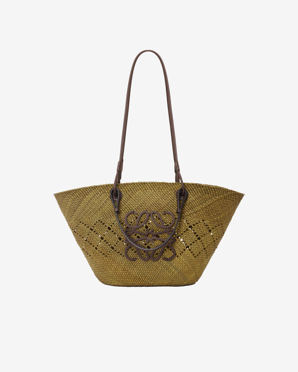 Loewe - Women's Anagram Basket Medium Ajoure - (Olive/Chestnut)