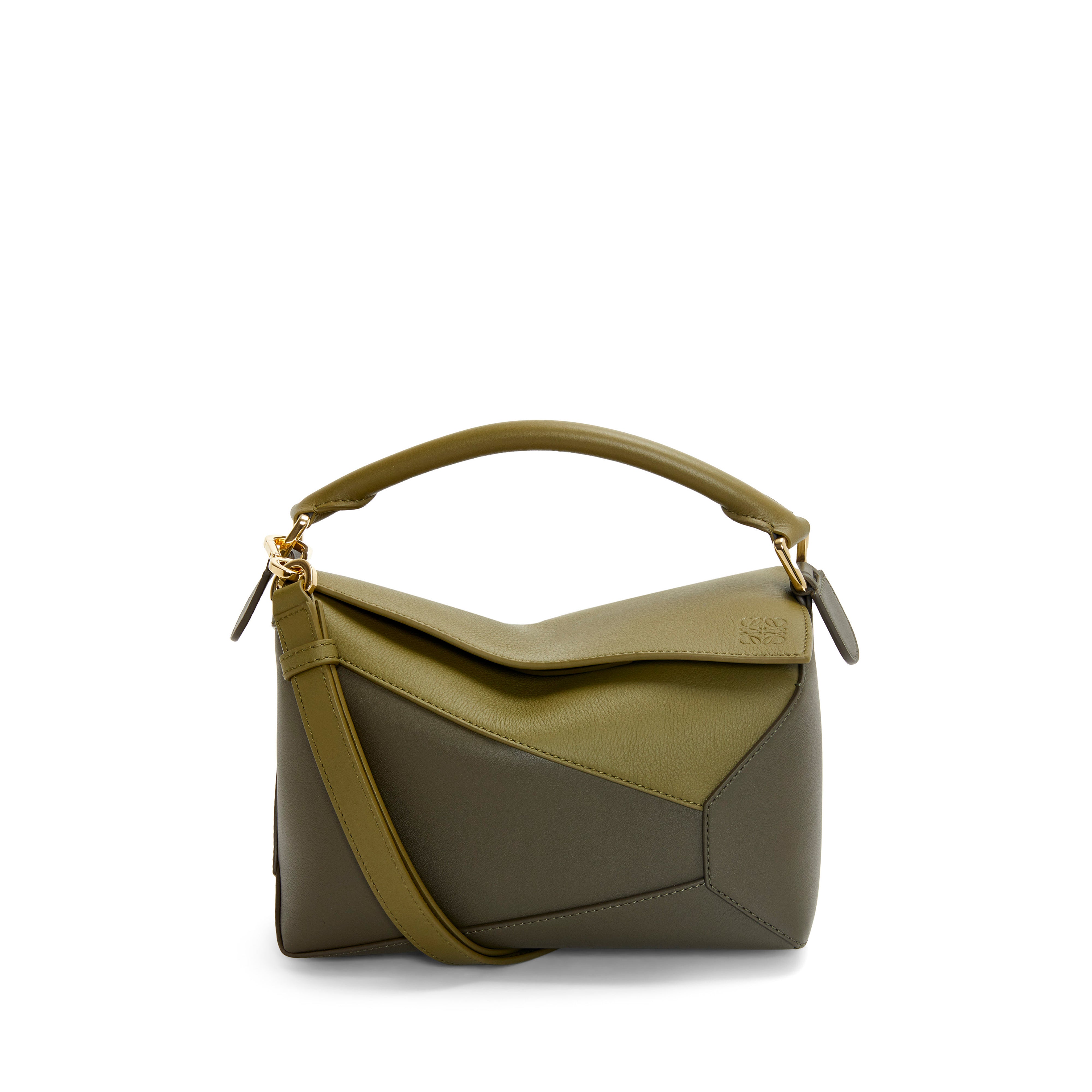 Loewe - Women's Puzzle Edge Small Bicolour Bag - (Olive Green/Khaki ...