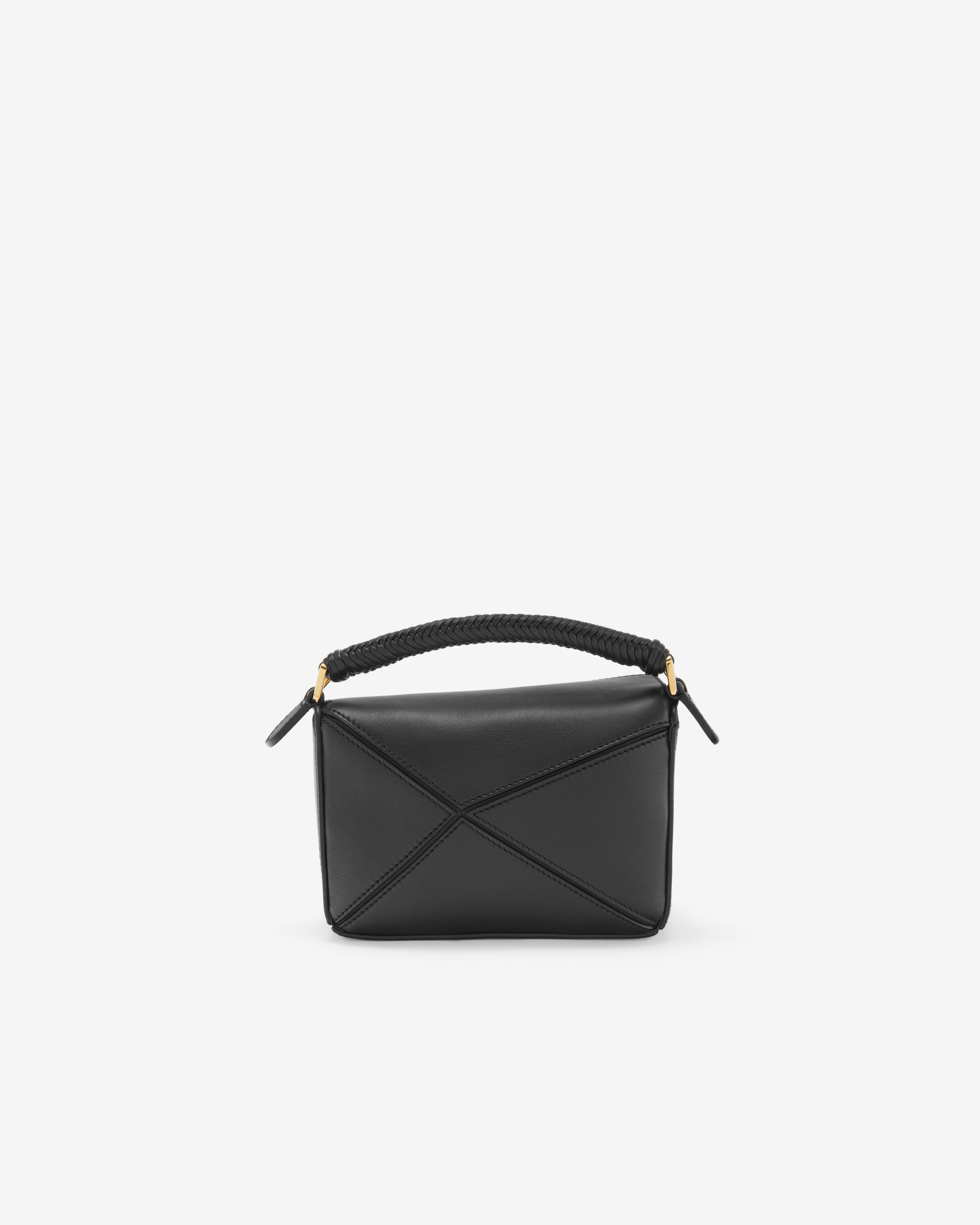 Loewe: Women's Puzzle Mini Bag Woven Handle (Black) | DSML E-SHOP