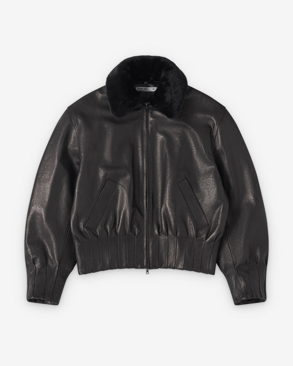 Aaron Esh - Men's Fur Collar Bomber Jacket - (Black)