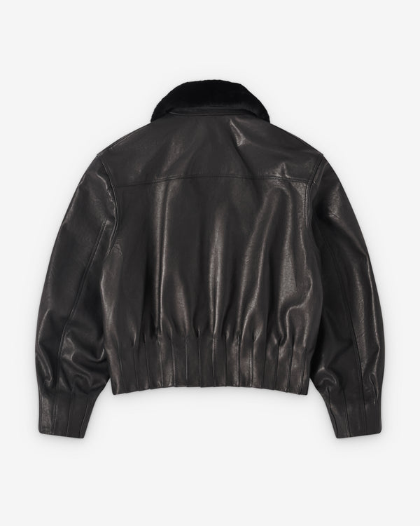 Aaron Esh - Men's Fur Collar Bomber Jacket - (Black)