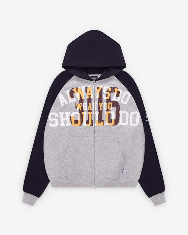 Always Do What You Should Do - Men's Jersey Raglan Zip Hoodie - (Heather Grey)