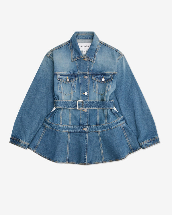 Alaïa - Women's Denim Peplum Jacket - (Bleu Vintage)