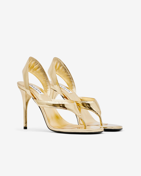 ALAÏA - Women’s Infradito Sandals In Laminated Leather - (Gold)