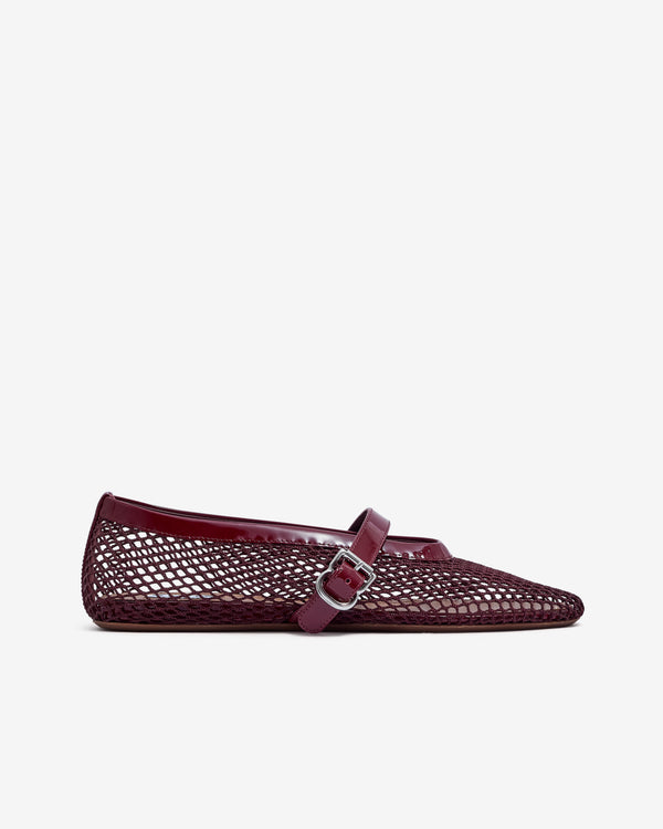 Alaïa - Women’s Fishnet Ballet Flats - (Dark Red)