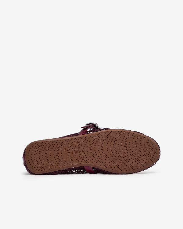 Alaïa - Women’s Fishnet Ballet Flats - (Dark Red)