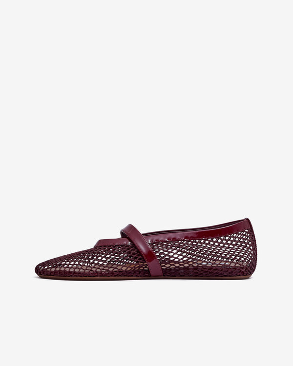 Alaïa - Women’s Fishnet Ballet Flats - (Dark Red)