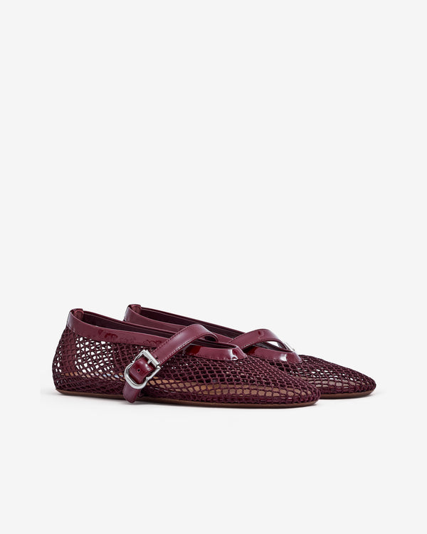 Alaïa - Women’s Fishnet Ballet Flats - (Dark Red)