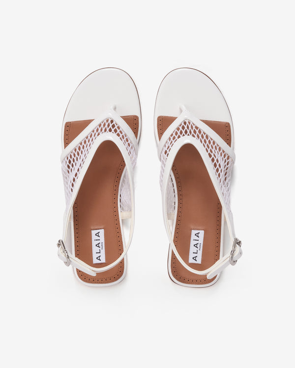 Alaïa - Women's Fishnet Thong Sandals - (Optical White)