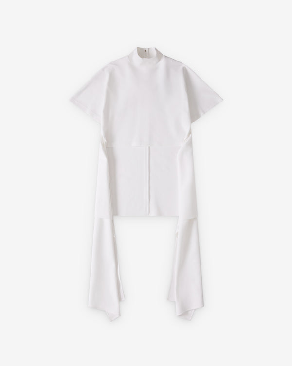 Alaïa - Women's Asymmetric Poplin Jersey T-Shirt - (Blanc)