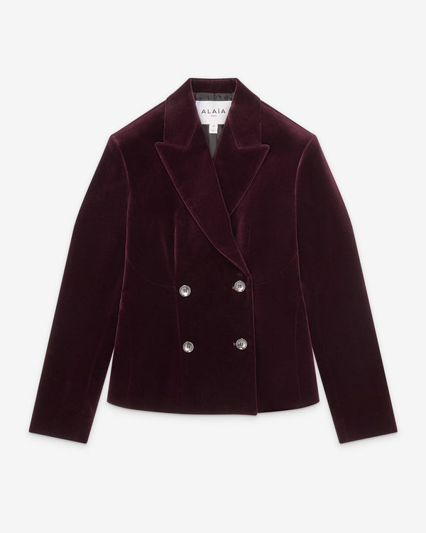 Alaïa - Women's Cotton Velvet Double-breasted Jacket - (Aubergine)