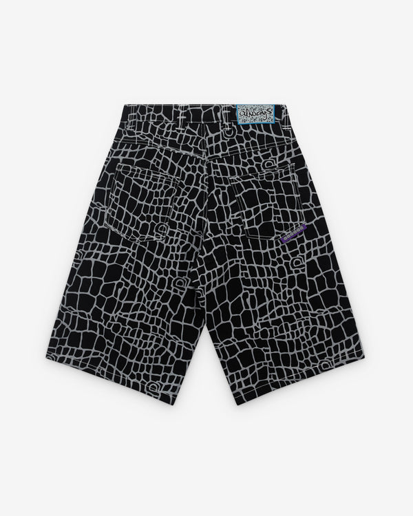 Always Do What You Should Do - Men’s Croc Print Denim Shorts - (Black)
