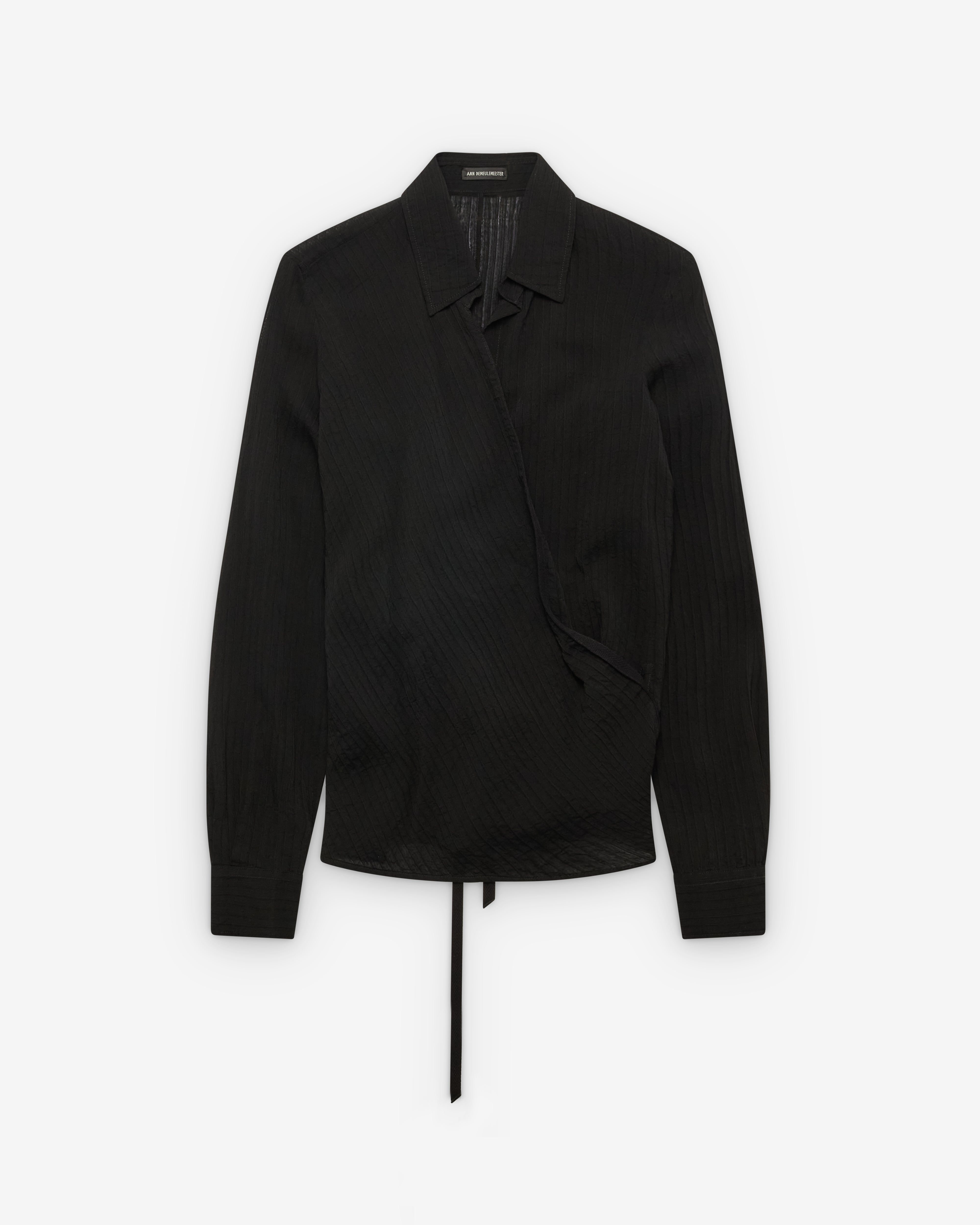 Ann Demeulemeester : Women's Alba Asymmetric Wrap Shirt (Black
