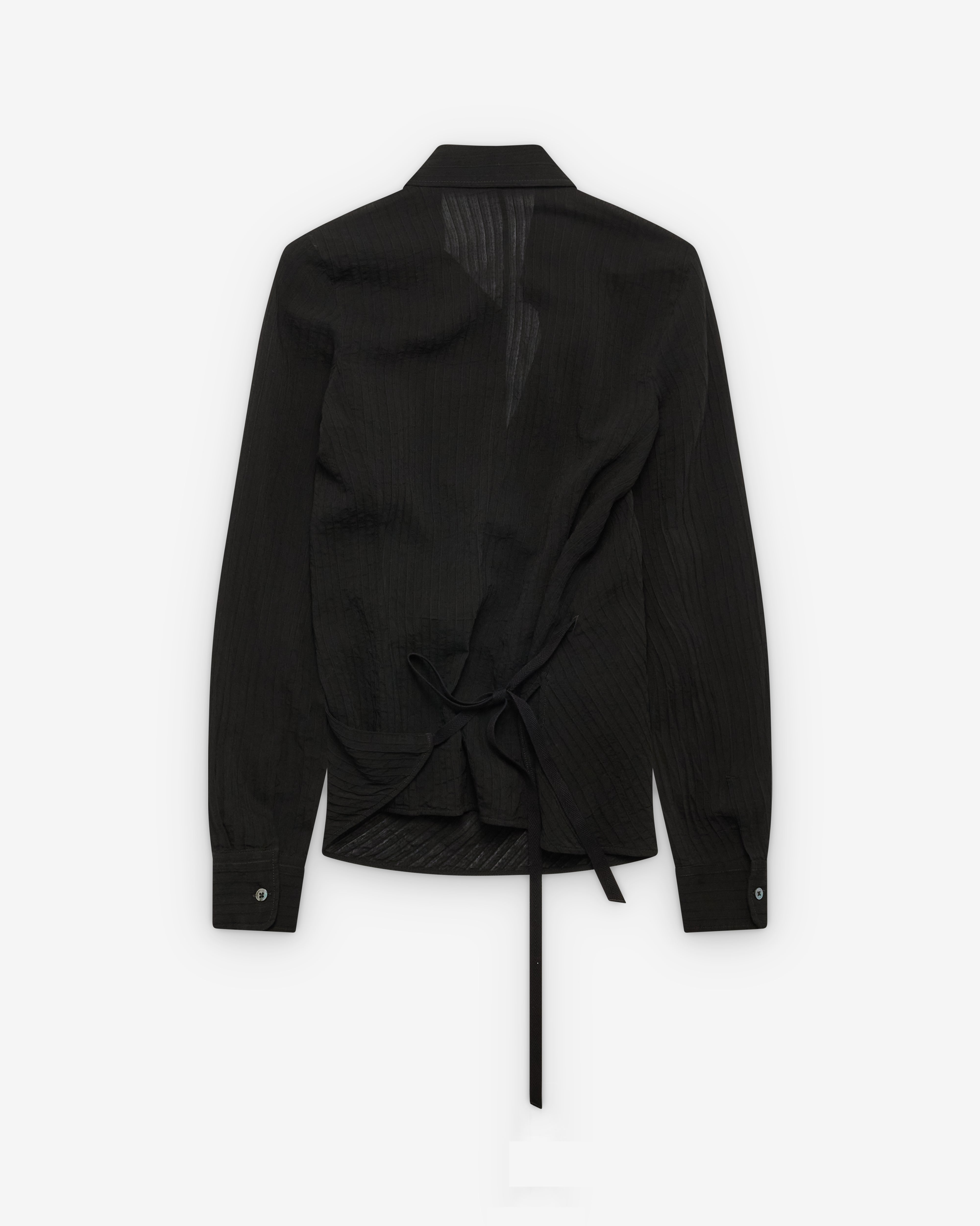 Ann Demeulemeester : Women's Alba Asymmetric Wrap Shirt (Black Ann Demeulemeester : Women's Alba Asymmetric Wrap Shirt (Black