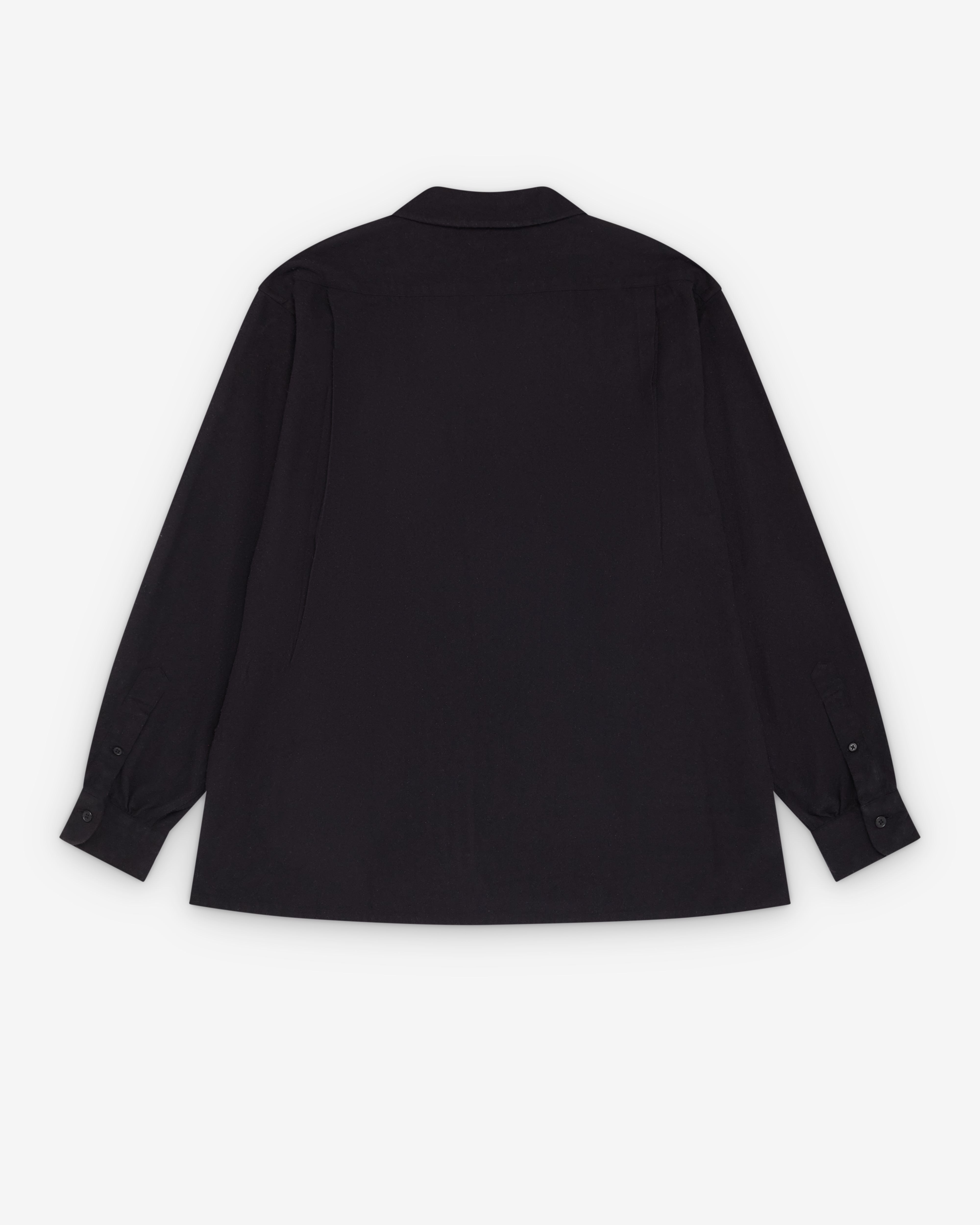 A.Presse: Men's Silk Nep Loop Collar Shirt (Black) | Dover Street