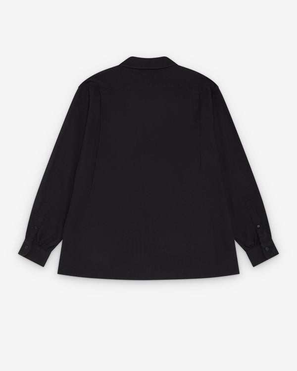 A.Presse - Men's Silk Nep Loop Collar Shirt - (Black)