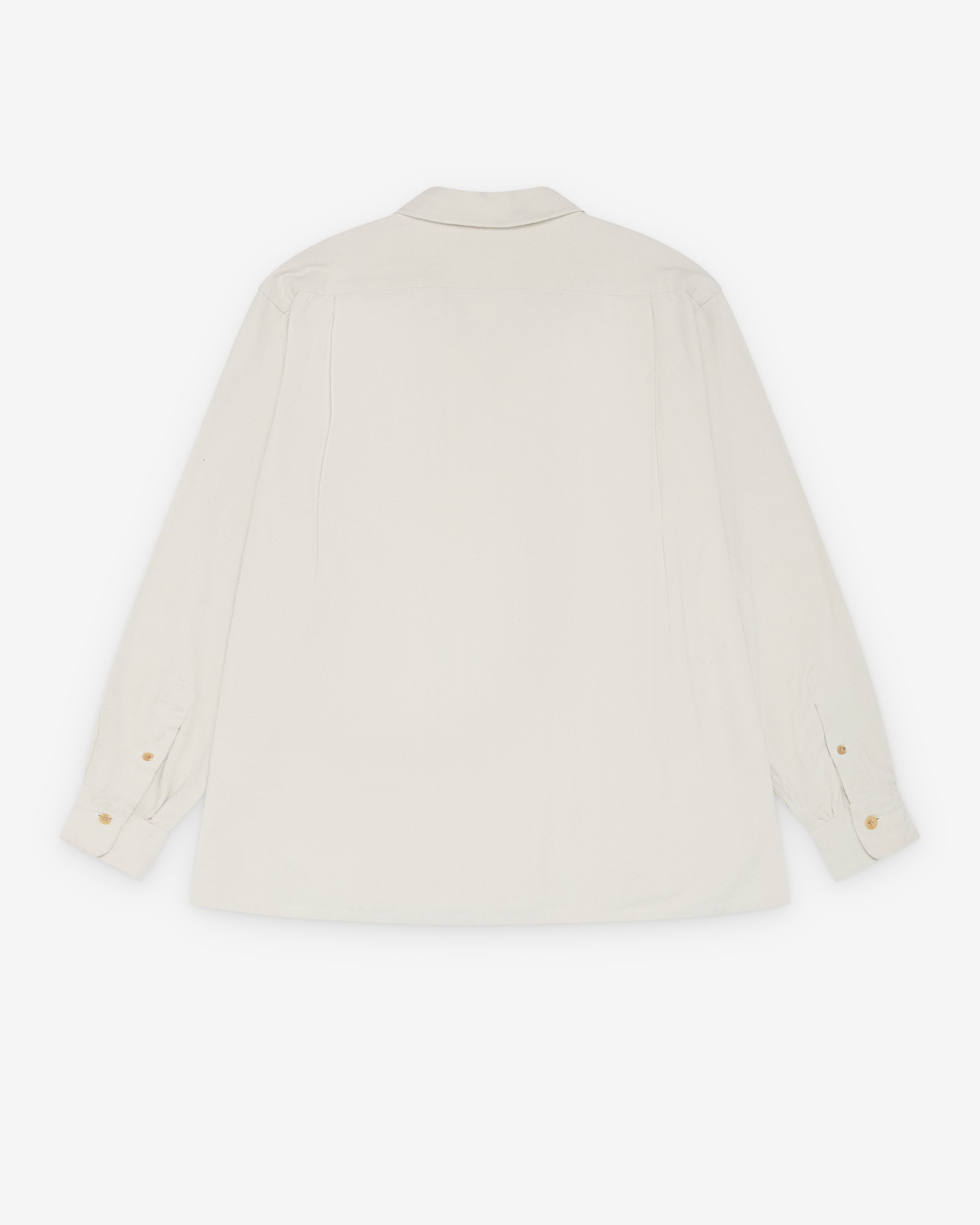 A.Presse: Men's Silk Nep Loop Collar Shirt (Ecru) | Dover Street