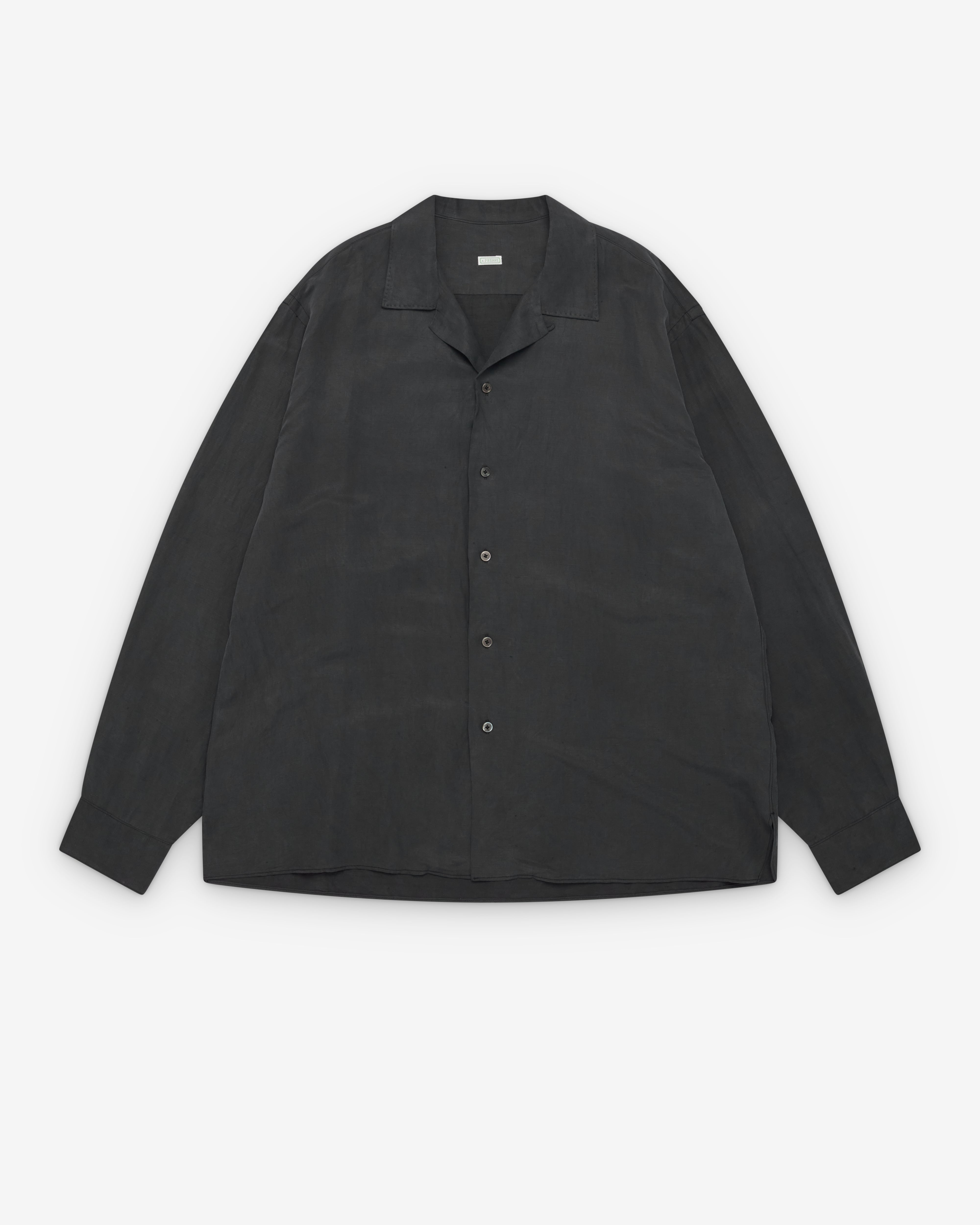A.Presse: Men's Vintage Open Collar Shirt (Black) | Dover Street