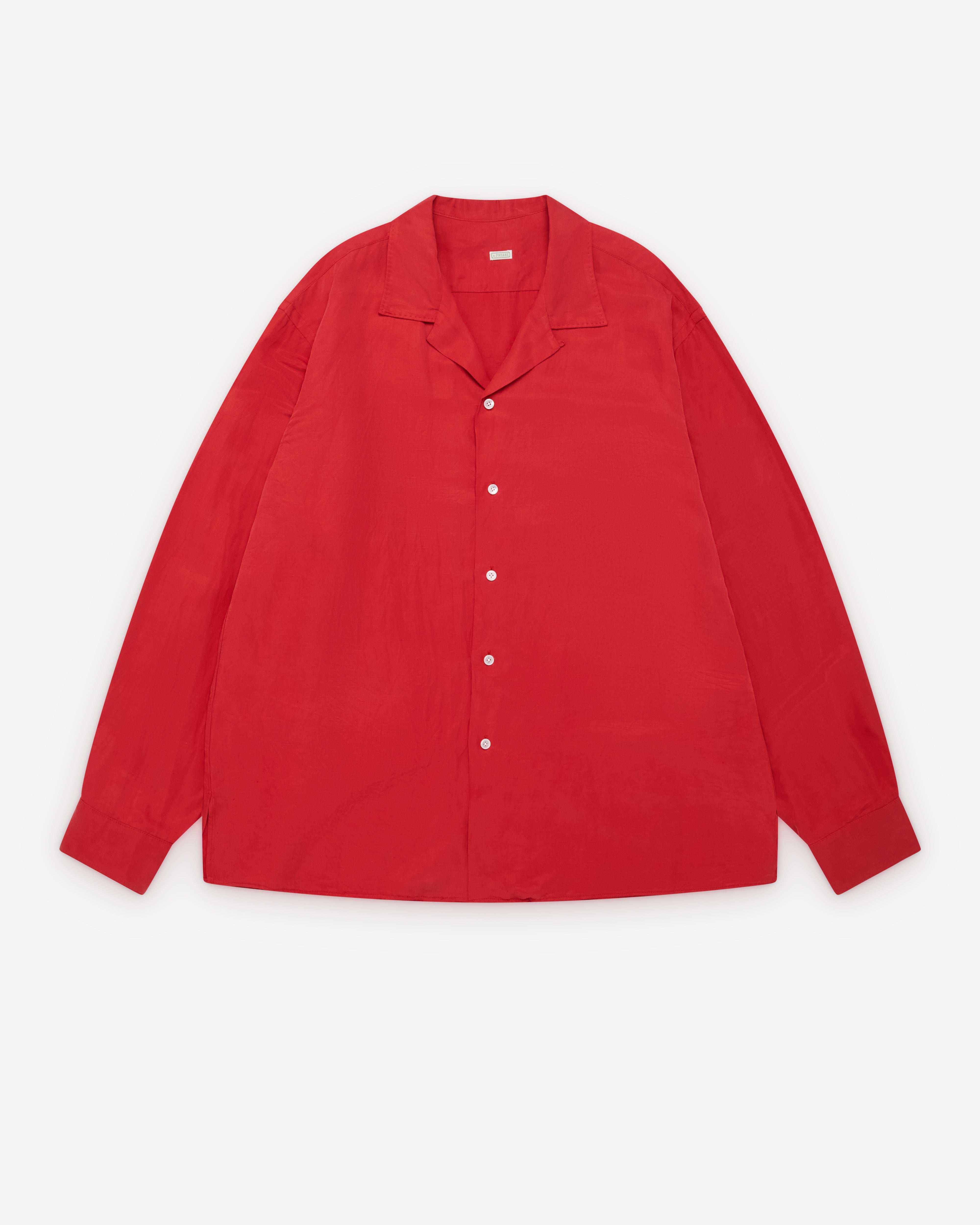 A.Presse: Men's Vintage Open Collar Shirt (Red) | Dover Street