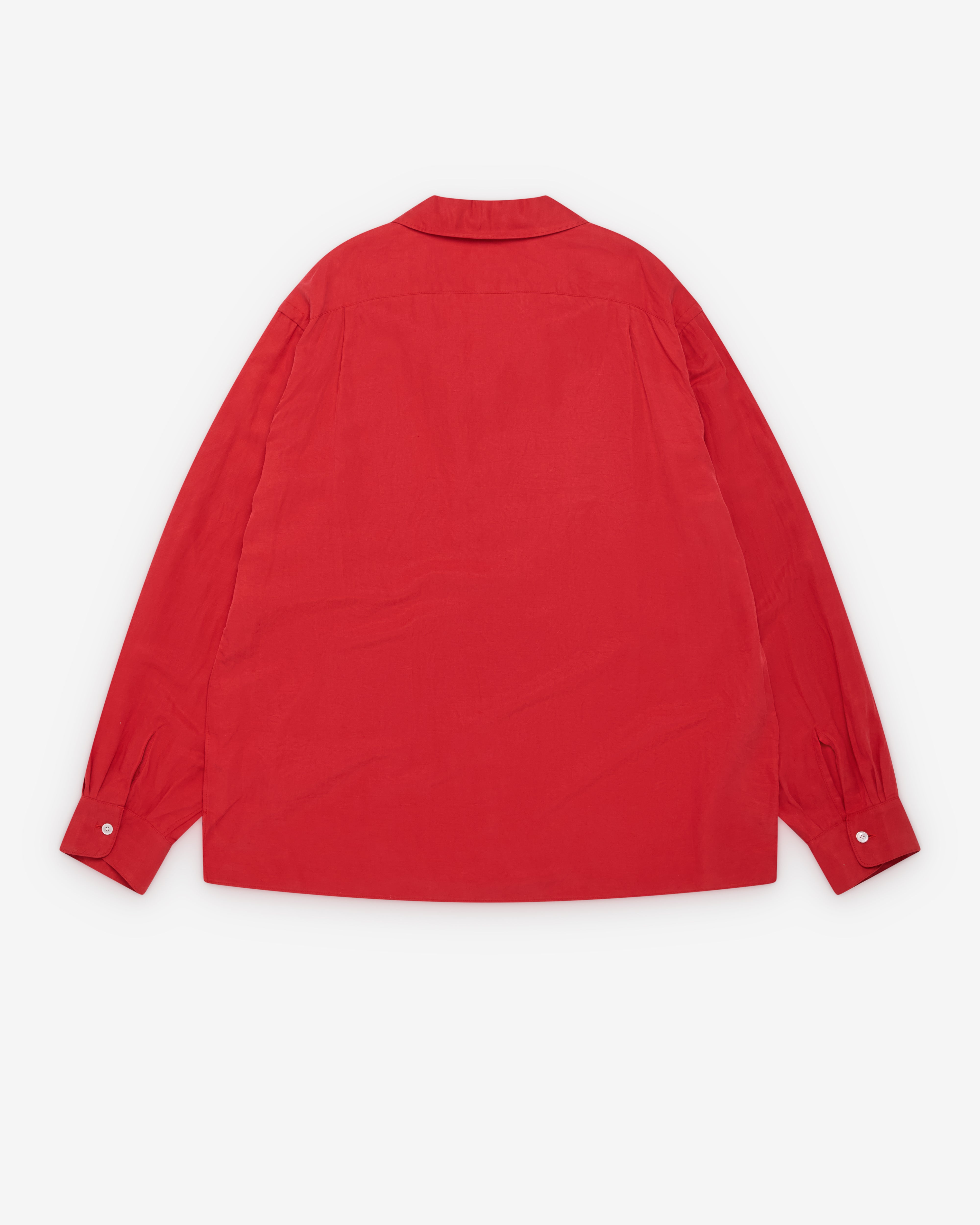 A.Presse: Men's Vintage Open Collar Shirt (Red) | Dover Street