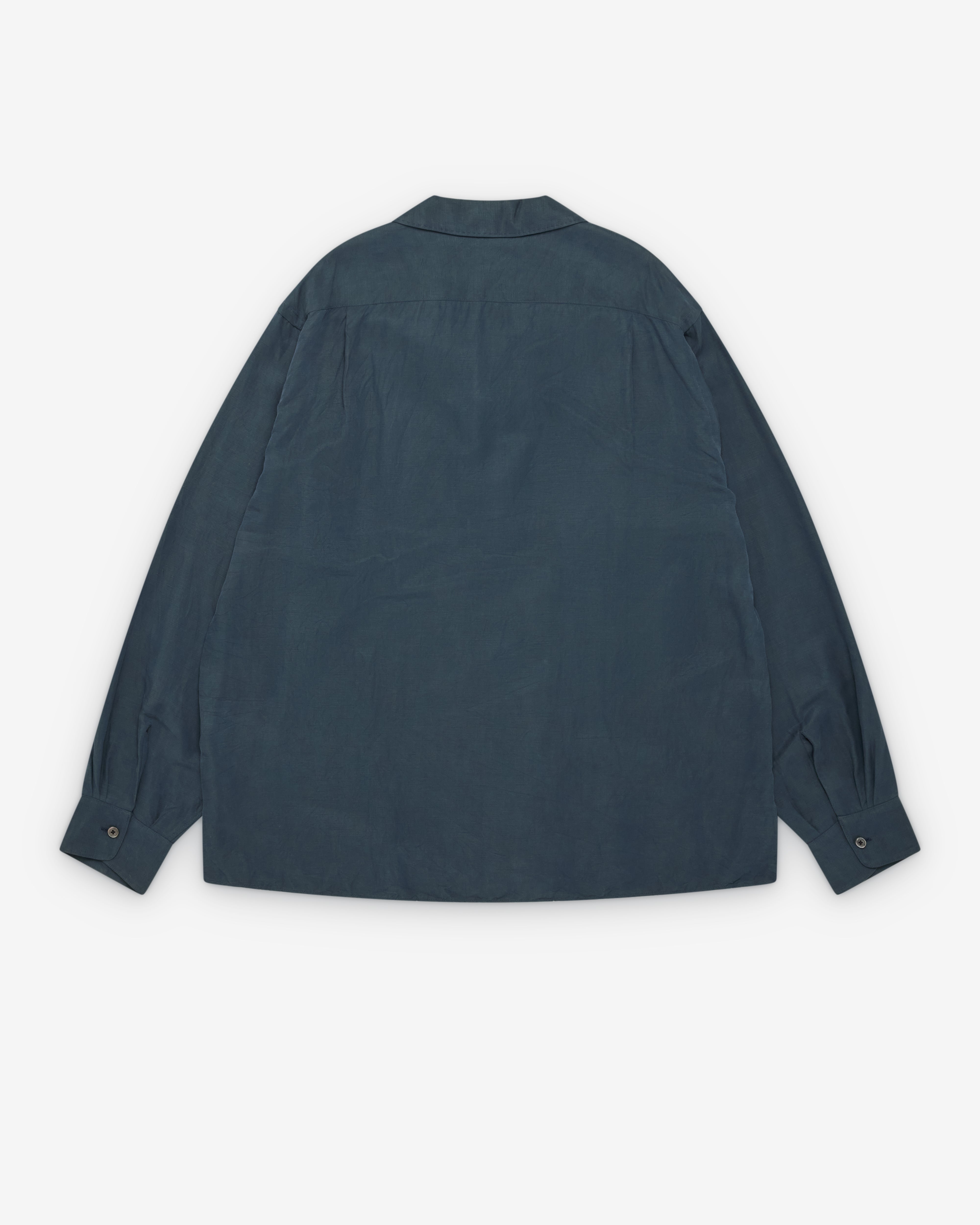 A.Presse: Men's Vintage Open Collar Shirt (Navy) | Dover Street