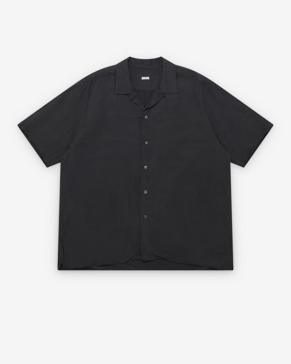 A.Presse - Men's Vintage Short Sleeve Open Collar Shirt - (Black)