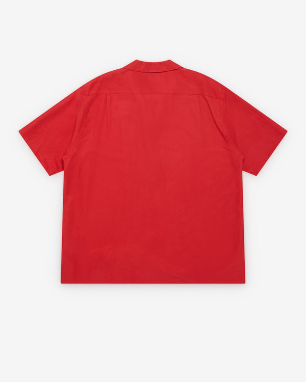 A.Presse - Men's Vintage Short Sleeve Open Collar Shirt - (Red)