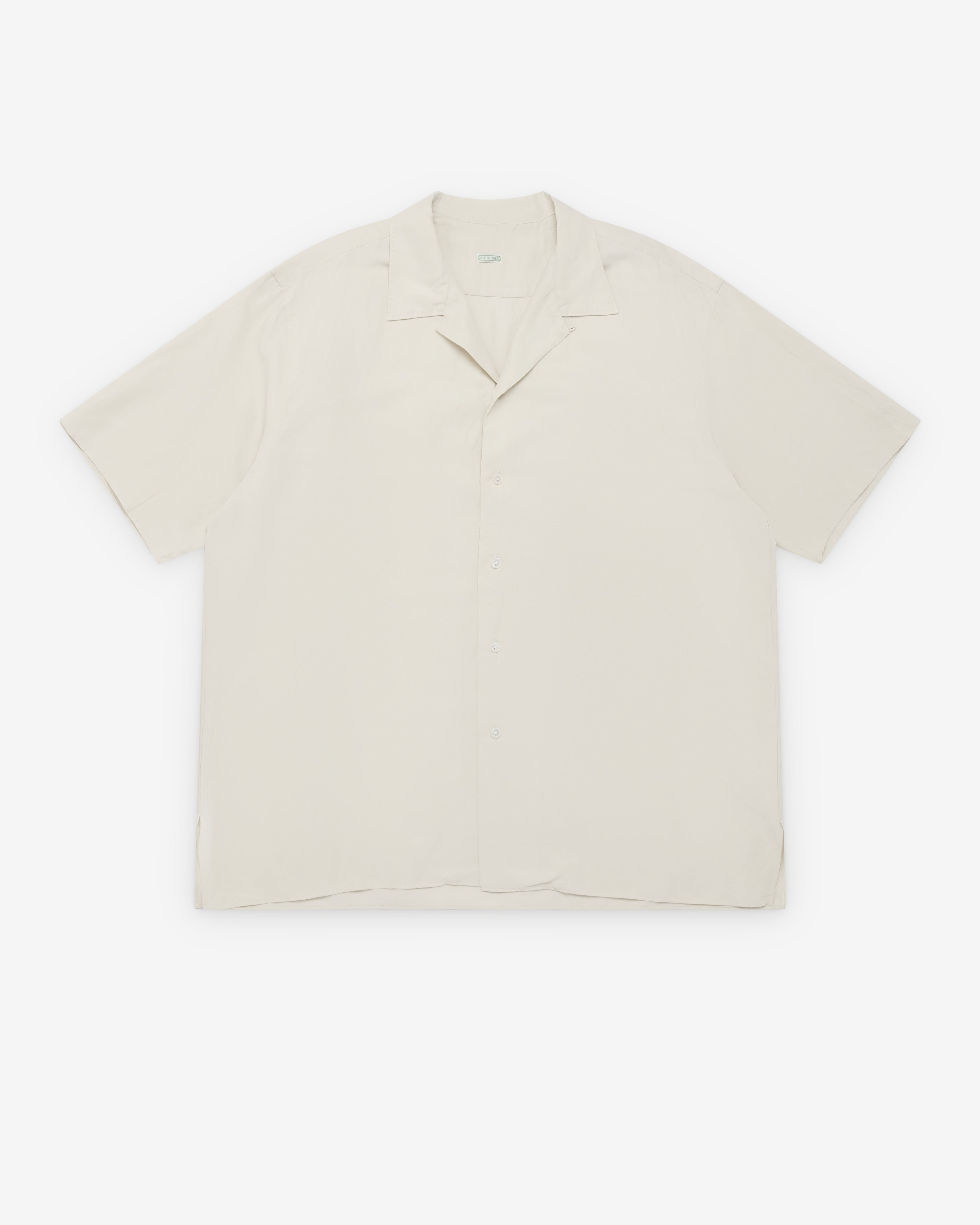 A.Presse: Men's Vintage Short Sleeve Open Collar Shirt (Ecru