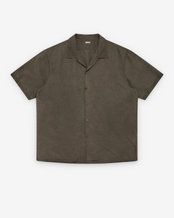 A.Presse - Men's Natural Dyed Silk S/S Shirt - (Olive)