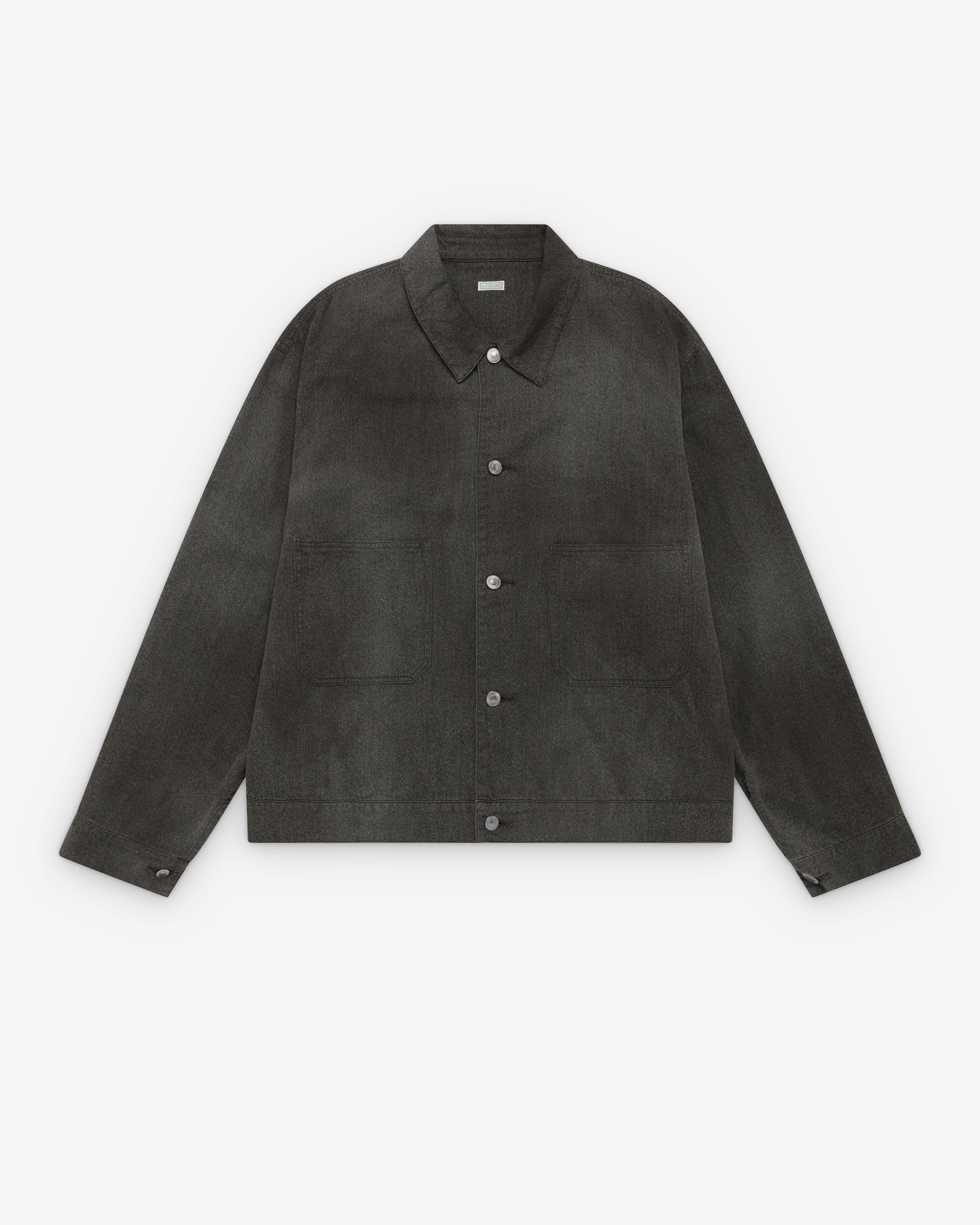 A.Presse: Men's Vintage Black Chambray Work Jacket (Black) | Dover