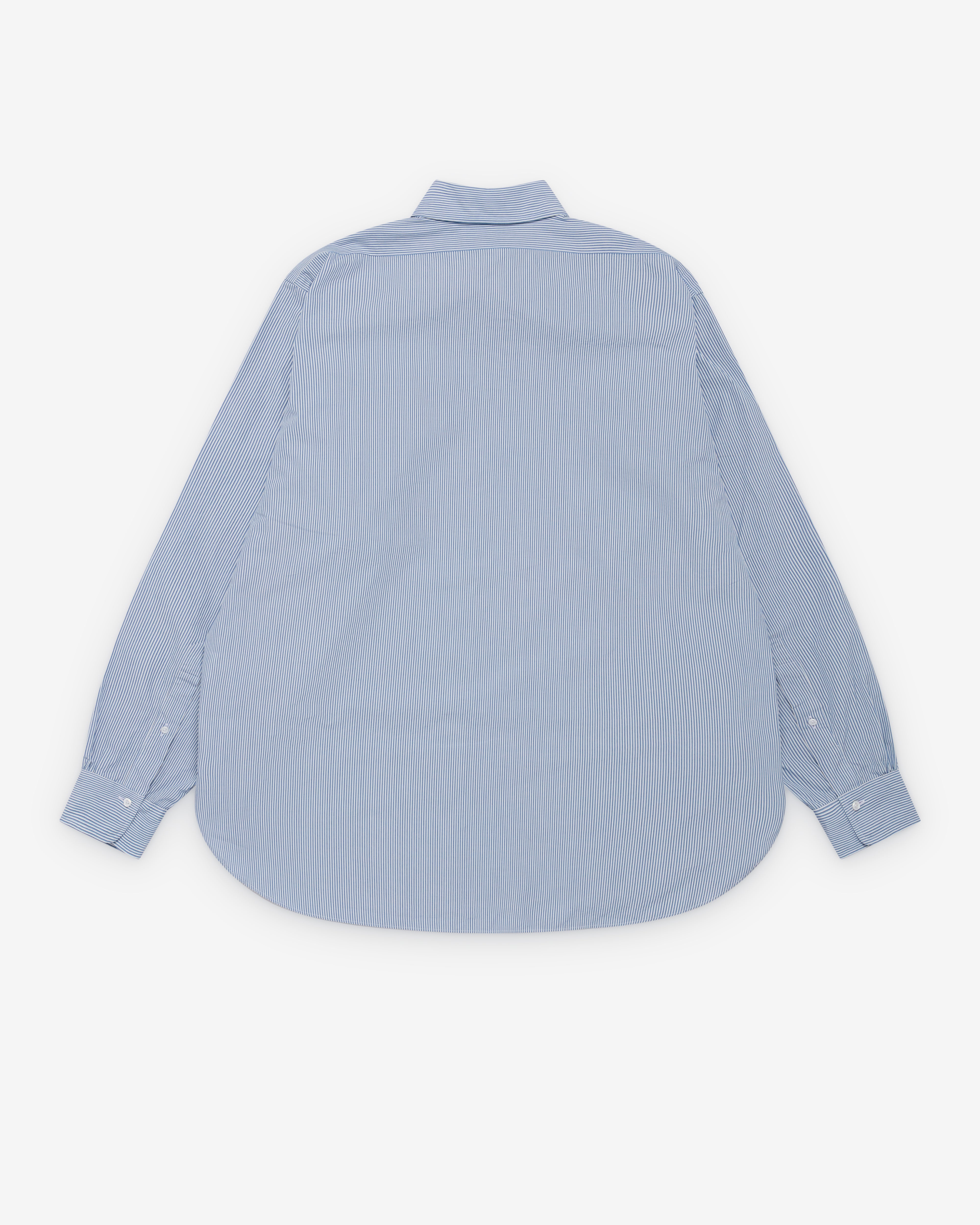 A.Presse: Men's Regular Collar Shirt (Navy Stripe) | Dover Street