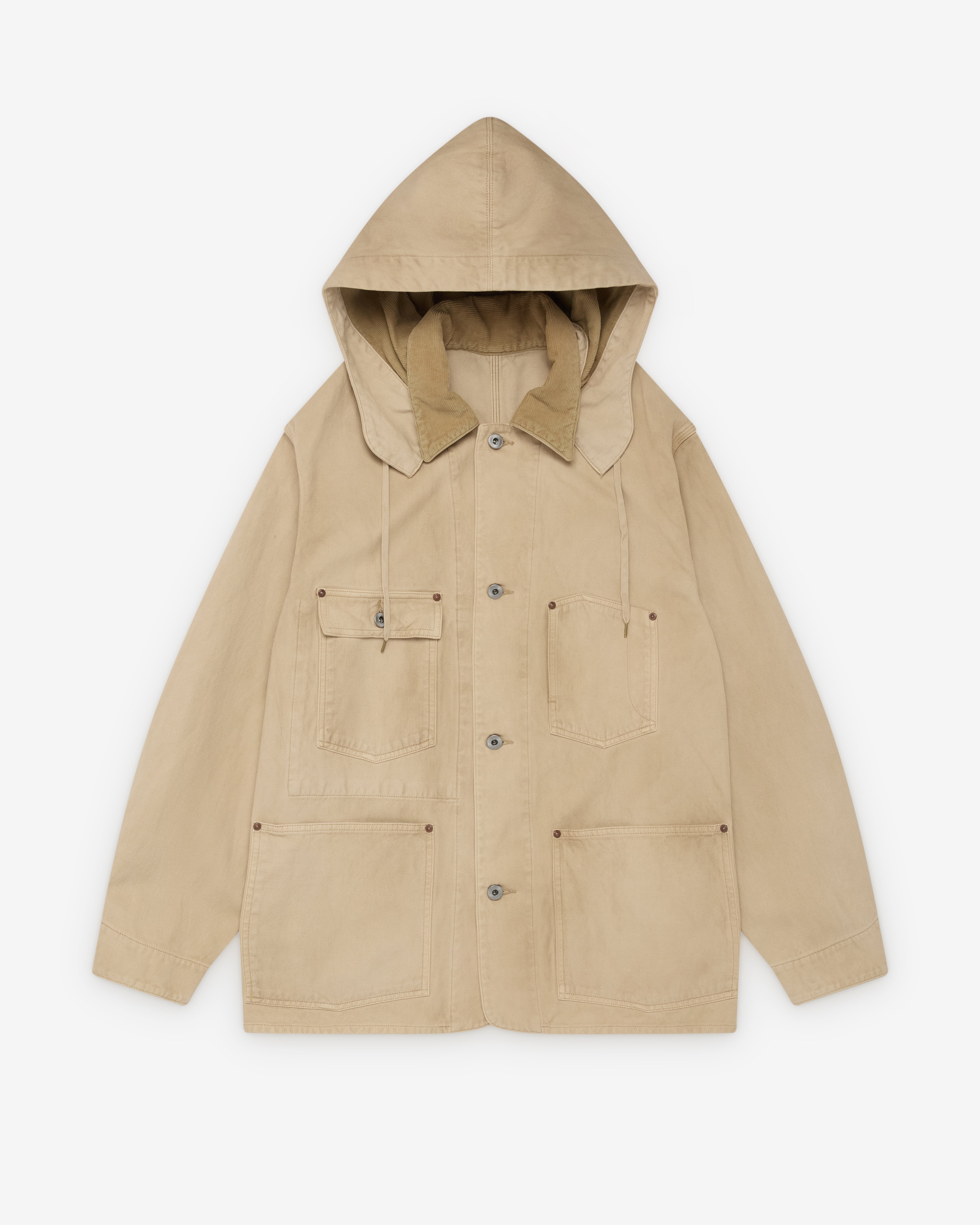 A.Presse: Men's Vintage Silk Hemp Coverall Jacket (Beige) | Dover