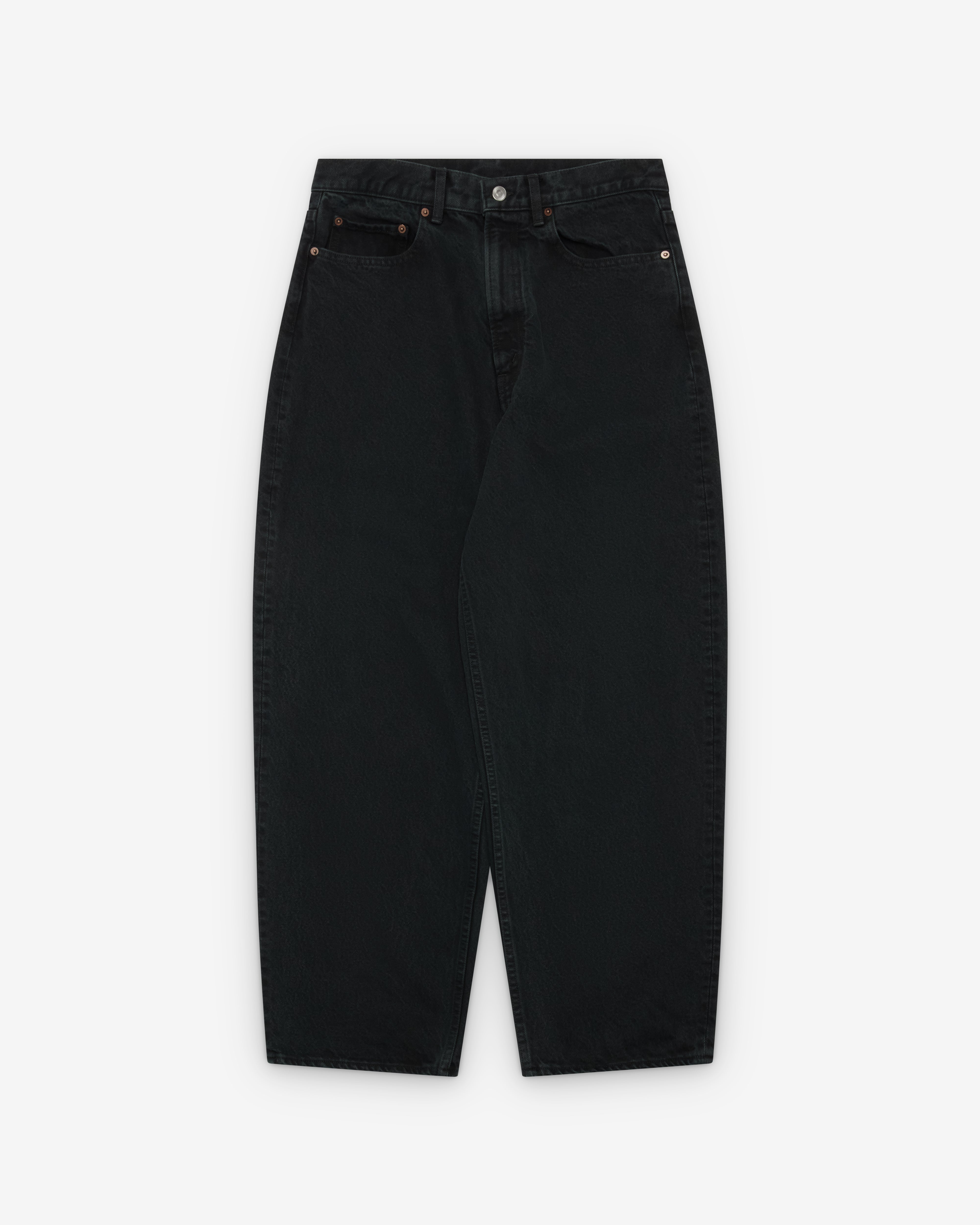 A.Presse: Men's Black Washed Wide Denim Pants (Black) | Dover