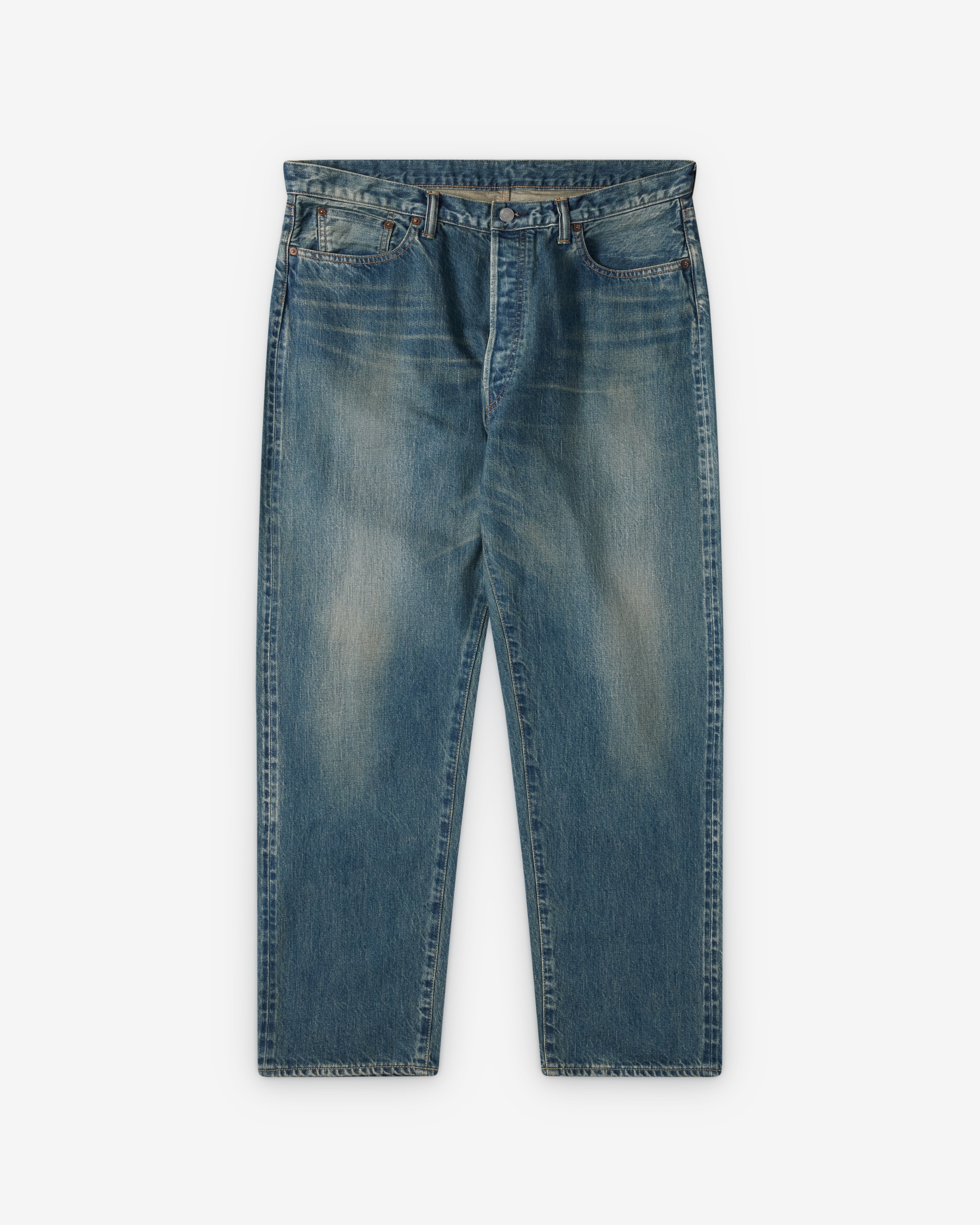 A.Presse: Men's Washed Denim Wide Pants (Indigo) | Dover Street
