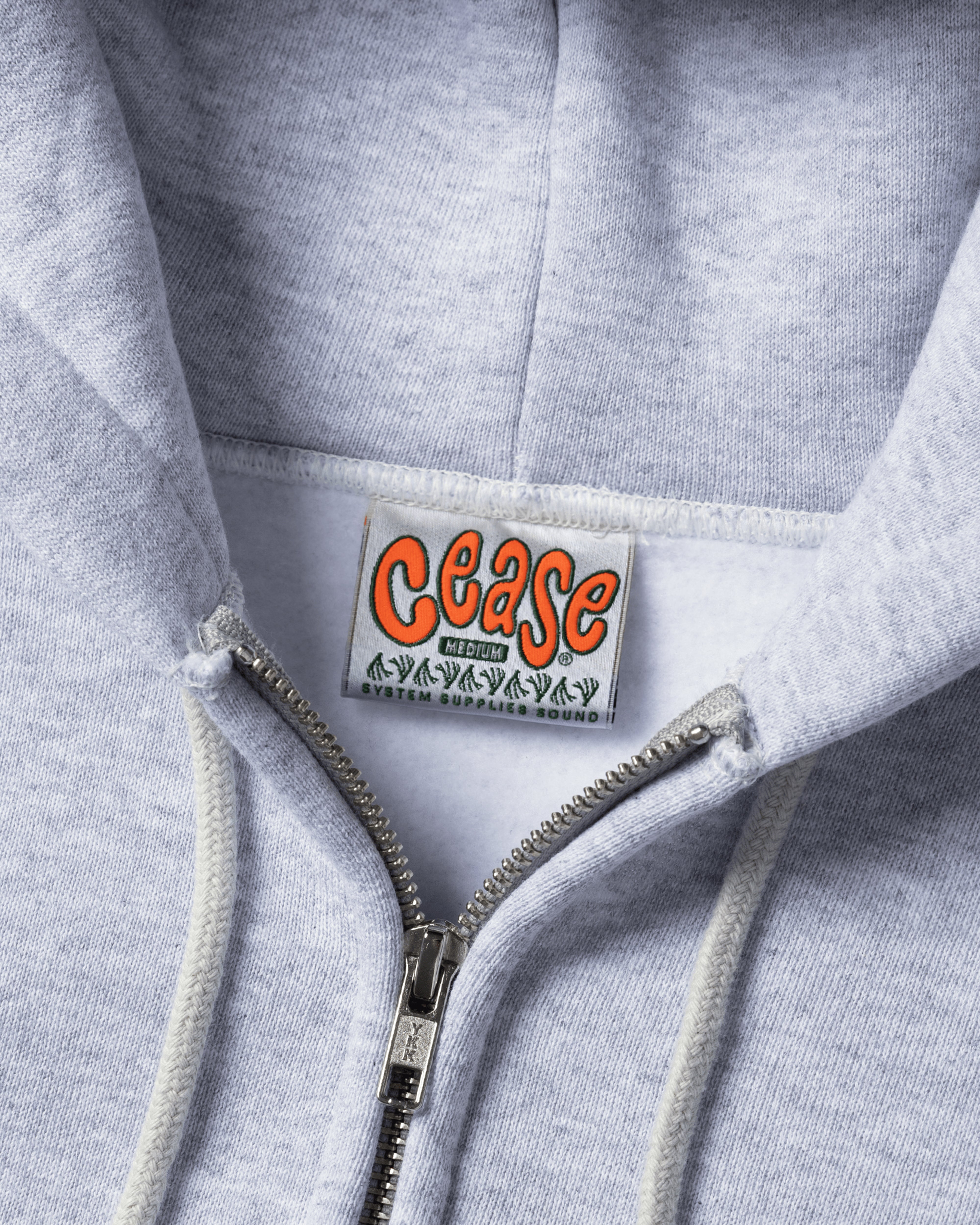 Cease: Men's Standard Zip Hoodie (Ash Grey) | Dover Street Market