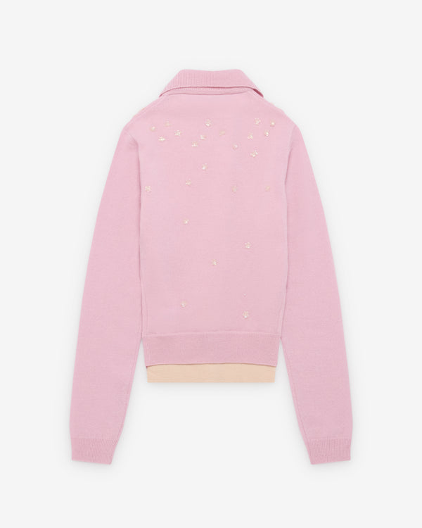 August Barron - Women's Double Embroidered Cardigan - (Pink/Peach)