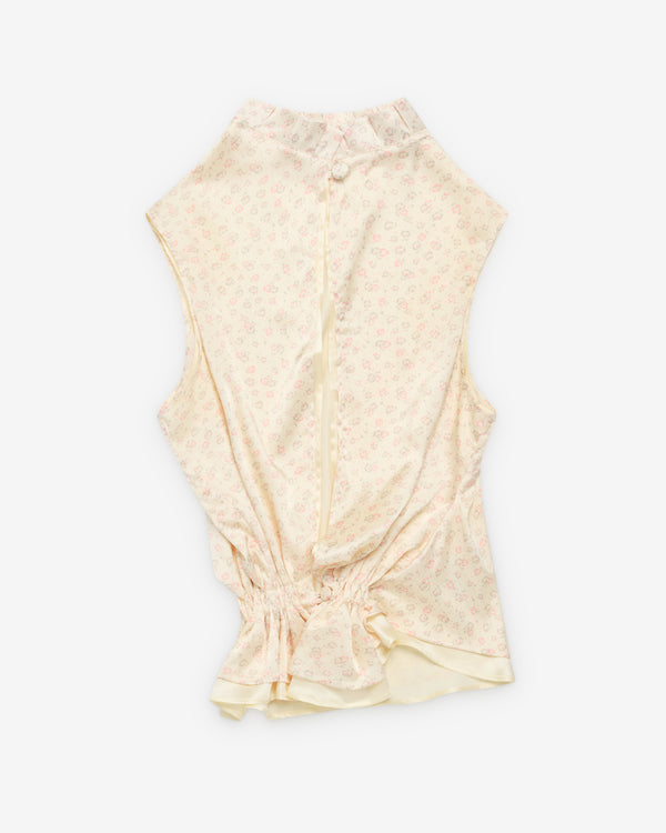 August Barron - Women's Twisted Blouse - (Cream/Coral/Floral)