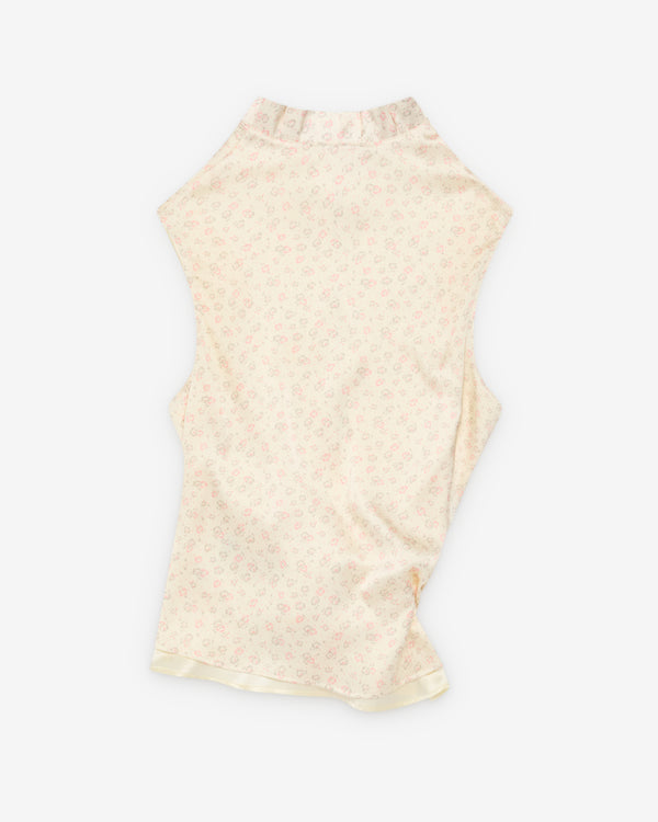 August Barron - Women's Twisted Blouse - (Cream/Coral/Floral)