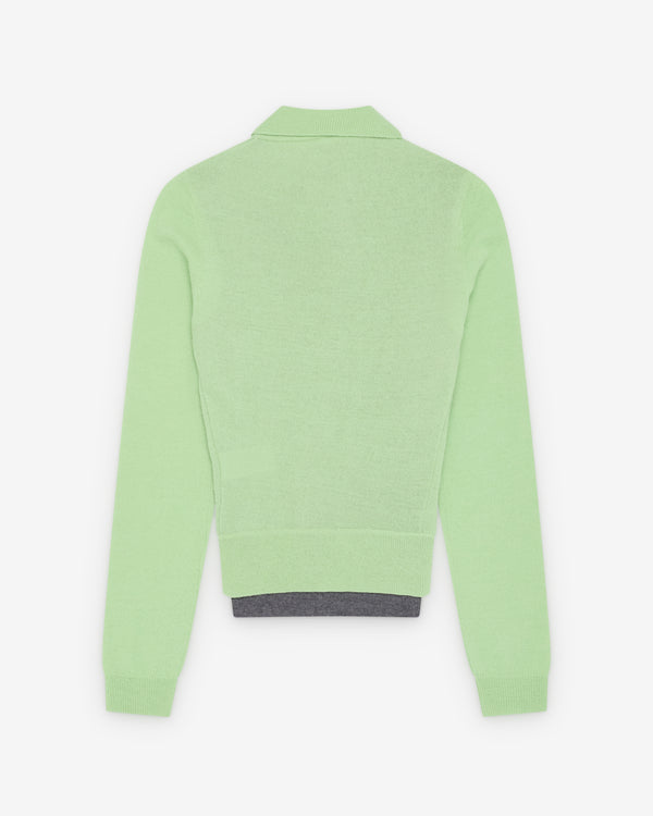 August Barron - Women's Double Cardigan - (Apple Green/Grey)