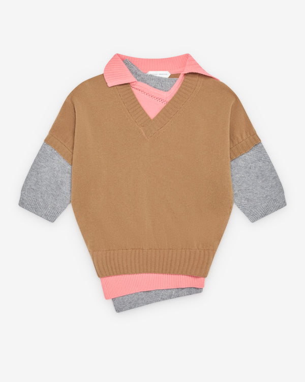 August Barron - Women's Triple Sweater - (Beige/Coral/Grey)