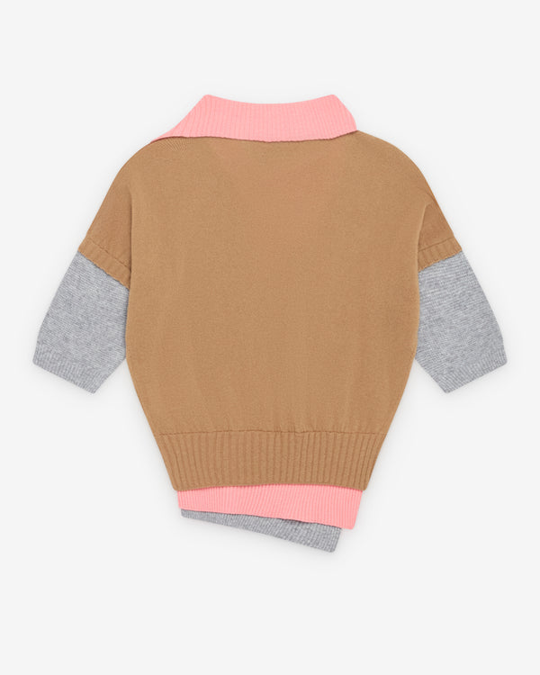 August Barron - Women's Triple Sweater - (Beige/Coral/Grey)