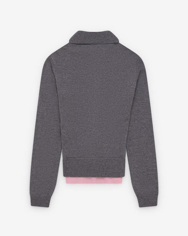 August Barron - Women's Double Cardigan - (Grey/Pink)