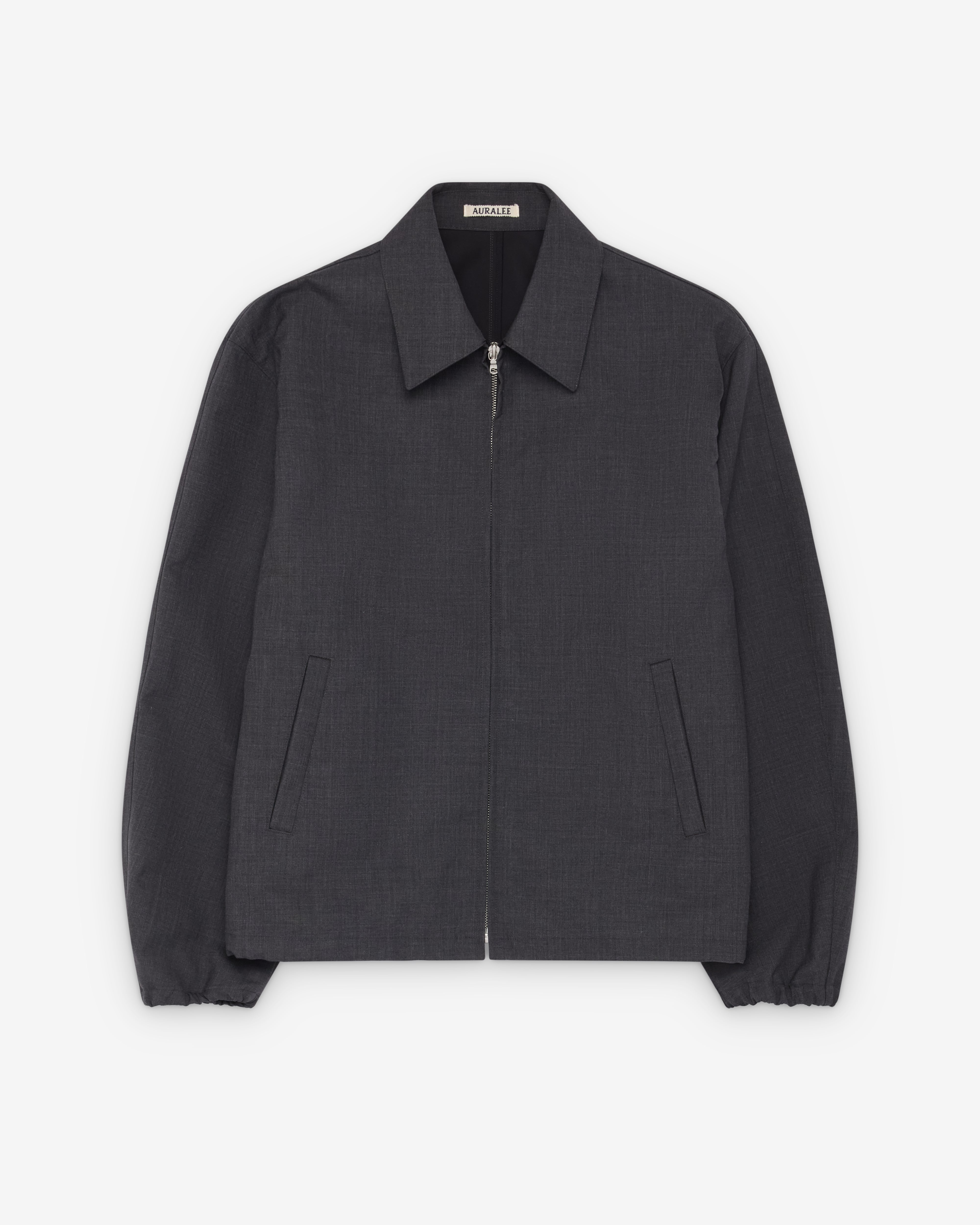 Auralee: Men's Bonded Tropical Wool Zip Blouson (Top Charcoal