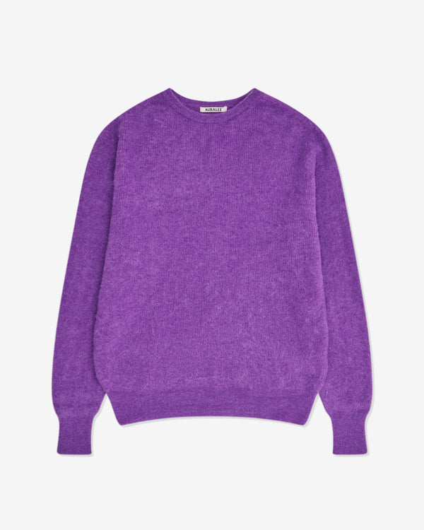 Auralee - Men's Baby Suri Alpaca Sheer Knit Pullover - (Purple)