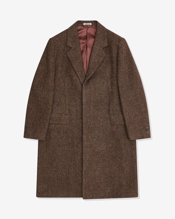 Auralee - Men's Lama Shetland Wool Tweed Chesterfield Coat - (Brown Tweed)