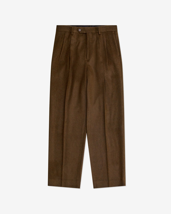 Auralee - Men's Baby Camel Flannel Slacks - (Dark Brown)