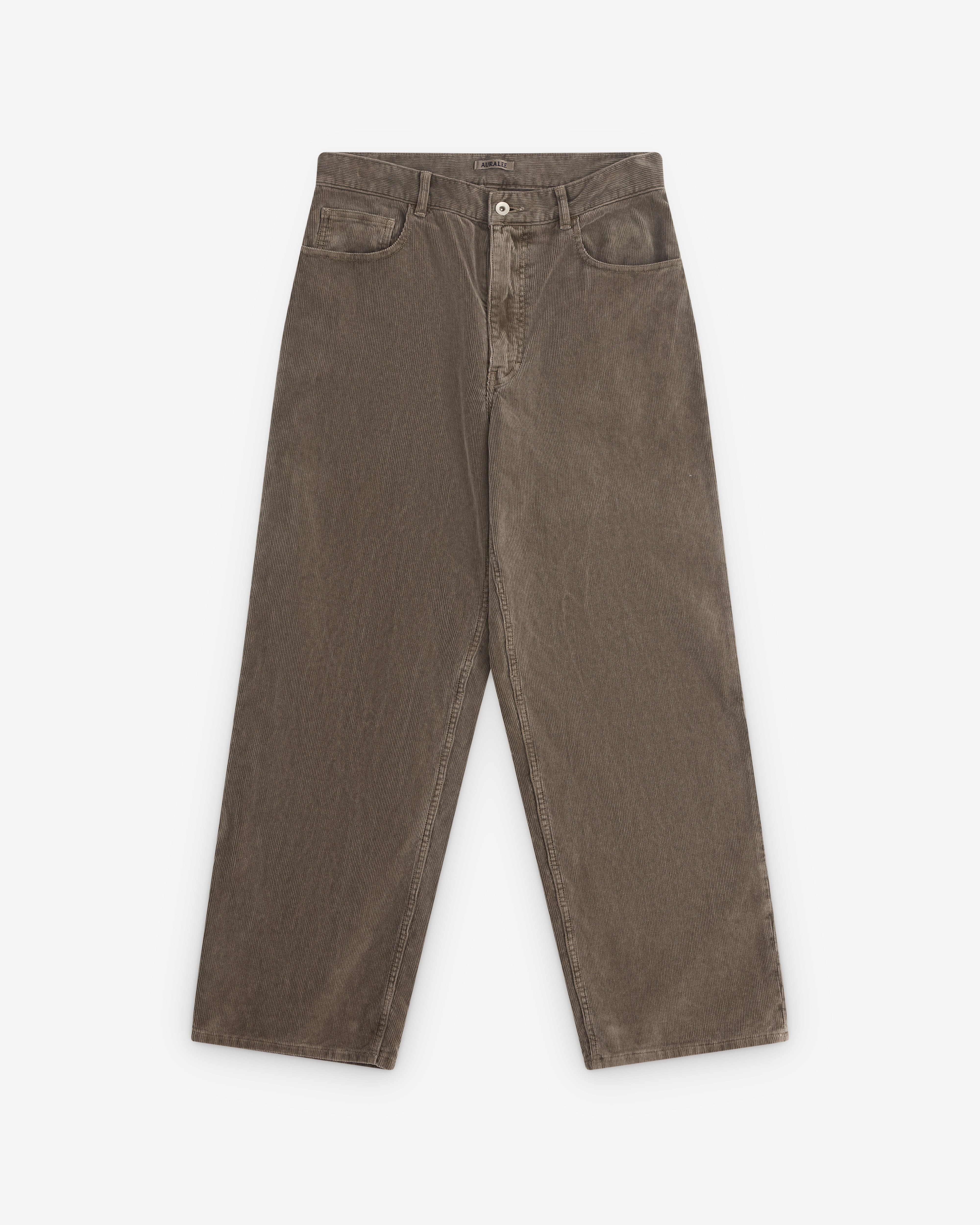 Auralee: Men's Pigment Dyed Finx Corduroy Wide Leg Pant (Olive